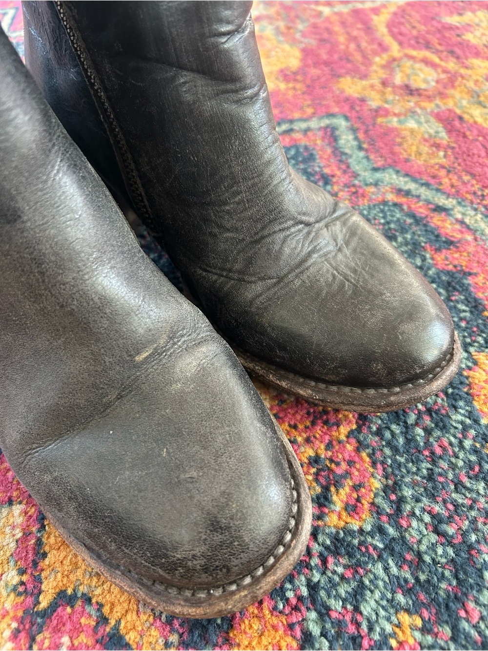 Freebird by Steven | Womens Black Distressed Leather Dual Zip Clip Ankle Boots 7 - Picture 6 of 16